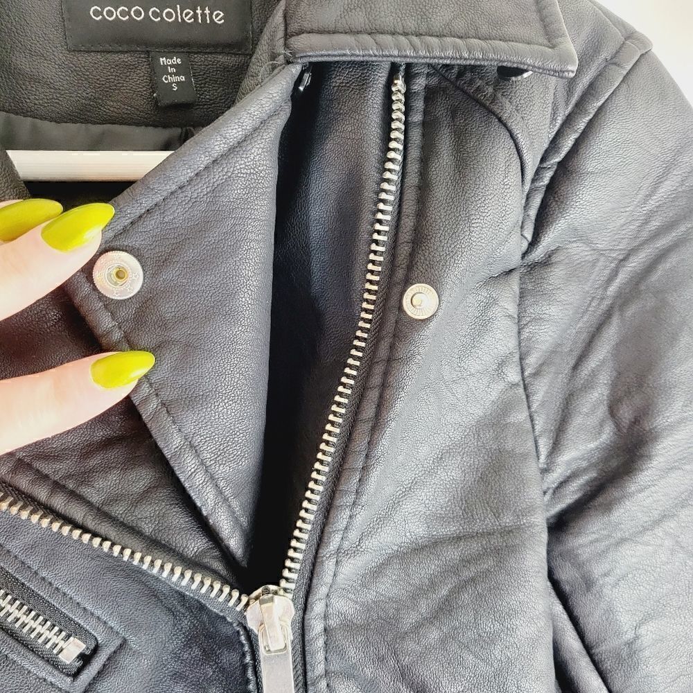 Coco Colette Pleather Biker Bomber Jacket - Picture 7 of 12